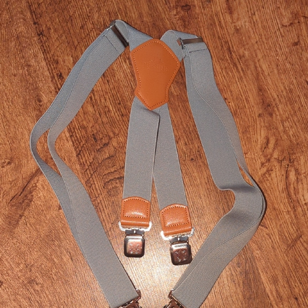 Thick Grey Adjustable Suspenders